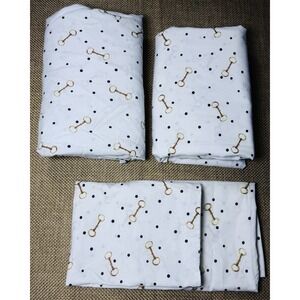 Land of Nod EQUESTRIAN Sheet Set FULL‎ QUEEN 4pc Cotton Horse Bit Crate & Barrel